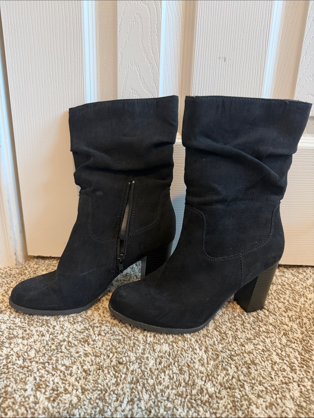 Style & Co. Black Slouchy Mid-Calf Heeled Boots